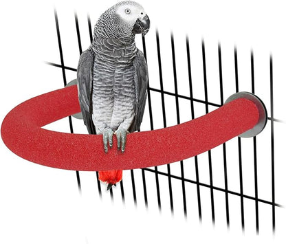 Rypet U Shape Parrot Perch Stand Toy for Paw Grinding Clean Stick Exercise, Rough-Surfaced Quartz Bird Perch Standing Cage Accessories for for Small Parakeets Cockatiels Conures Macaws Finches(Red)