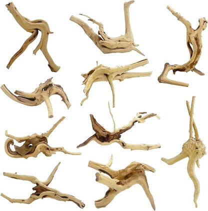 10 Pcs Natural Small Spiderwood for Aquarium, Aquarium Driftwood Freshwater 4-6 Inch, Assorted Size Spider Wood, Twisted Branches for Fishtank Accessories, Reptile Terrariums Decorations