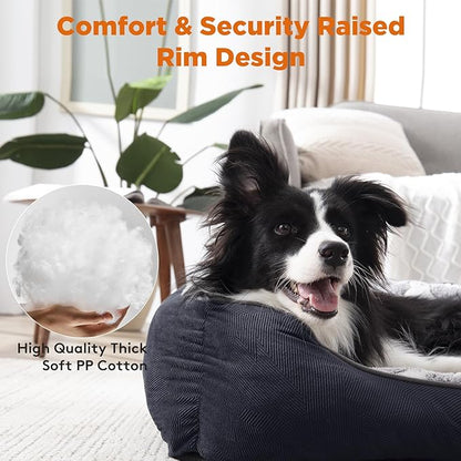 GASUR Rectangle Dog Bed for Large Dogs, Cozy Washable Bed Orthopedic Dog Sofa Bed, Durable Pet Cuddler Anti-Slip Bottom, Soft Calming Sleeping Puppy Warming Puppy Bed (L (35"x 25"x 9"), Black)