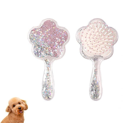 Soft Dog Brush for Small Dogs | Gentle Puppy Brush for Yorkies, Shih Tzus, Maltipoos & Maltese | Pet Hair Removal with Soft Bristles | Dog Brush for Shedding (Glitter Pink)