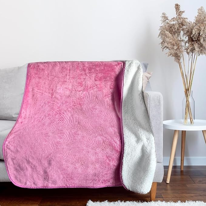 Bucephalus Waterproof Dog Blanket, Thick Reversible Soft Pet Blankets for Couch Bed Protection, Pee Proof Sherpa Fleece Blanket for Small Medium Large Dogs Puppy Cats Washable (Pink,50"_60")