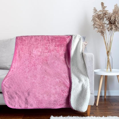 Bucephalus Waterproof Dog Blanket, Thick Reversible Soft Pet Blankets for Couch Bed Protection, Pee Proof Sherpa Fleece Blanket for Small Medium Large Dogs Puppy Cats Washable (Pink,50"_60")