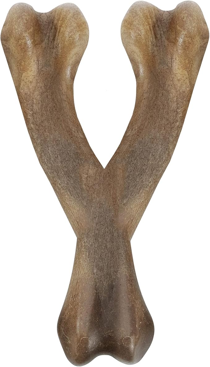 ZEUS Nosh Strong Dog Chew Bones, Dog Chew Toys for Aggressive Chewers, Long Lasting Chicken Flavor, Small Wishbone,Brown,96440