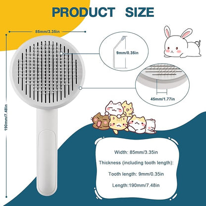 New pet brus, cat hair brush with release button,Dog hair brush,Removing loose hair,Pet grooming supplies,Cat brushes for indoor cats (Grey)