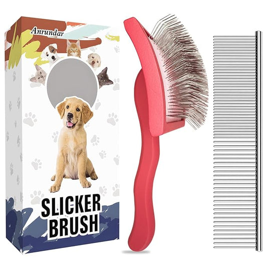 Dog Slicker Brush for Goldendoodles & Golden Doodle Brush for Grooming Kit - Dog Brush for Goldendoodle, Labradoodle, Poodles - Pet Hair Brush for Medium & Long Haired Dogs - Large(Red)