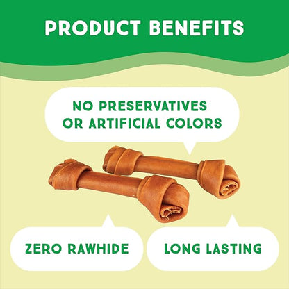 Ultra Chewy Turkey Tendon Knotted Bones for Dogs - Premium All-Natural, Hypoallergenic, Long-Lasting Dog Chew Treat, Easy to Digest, Ingredient Sourced from USA (7 Inches - 2 Pack)