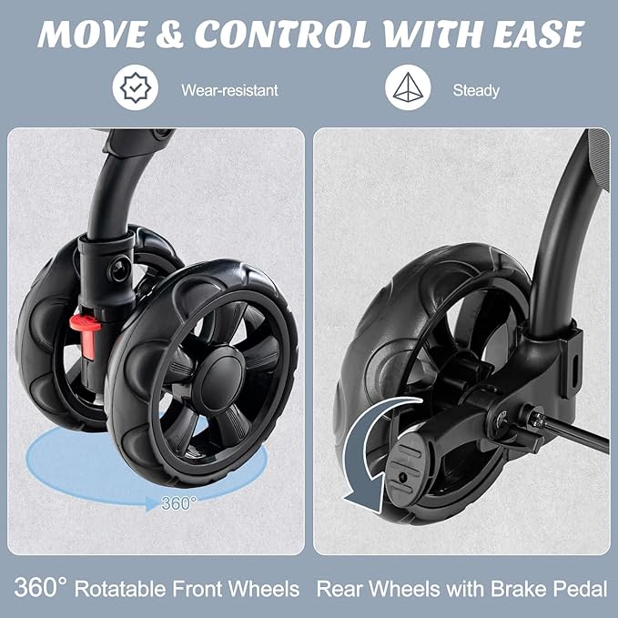 Double Dog Stroller, Foldable 3-in-1 Cat Stroller with 2 Detachable Carriers, Safety Belt, Washable Cover, Removable Pads, 4 Wheels Travel Pet Stroller for Small Medium Dogs (Grey)