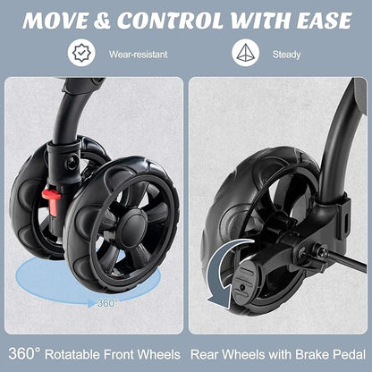 Double Dog Stroller, Foldable 3-in-1 Cat Stroller with 2 Detachable Carriers, Safety Belt, Washable Cover, Removable Pads, 4 Wheels Travel Pet Stroller for Small Medium Dogs (Grey)