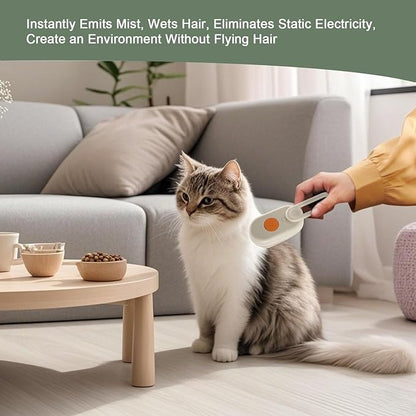 4 IN 1 Steam Pet Brush for Cats & Dogs, 84 Massage Teeth Spa-Level Electric Grooming Tool with Static-Free Shedding & Steam Cleaning, 150min Rechargeable Deshedder (Khaki)