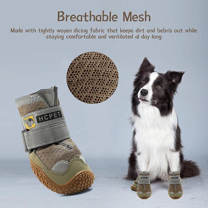 Dog Shoes for Large Dogs, Medium Dog Boots & Paw Protectors for Hardwood Floors, Outdoor Dog Booties for Hot Pavement Winter Snow Hiking, Breathable Dog Shoes with Reflective Strips Size 8