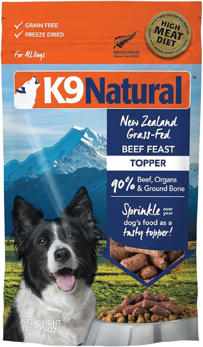 K9 Natural - Grain Free Freeze Dried Dog Food Topper - Beef, 5oz