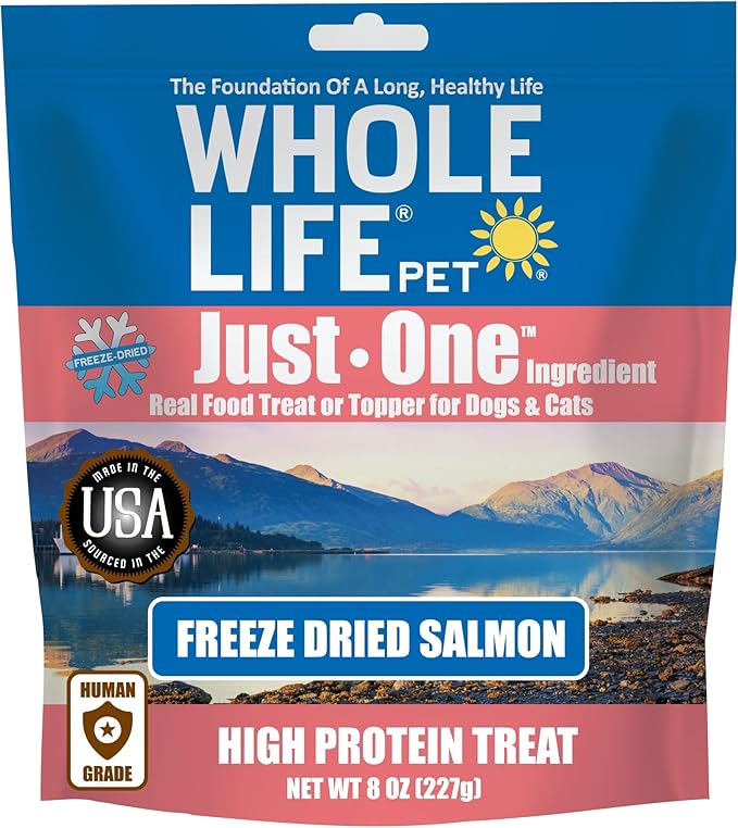 Whole Life Pet Just One Salmon Dog and Cat Value Packs - Human Grade, Freeze Dried, One Ingredient - Protein Rich, Grain Free, Made in The USA