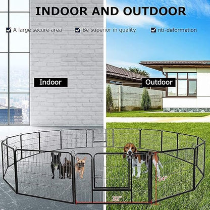 BestPet | Dog Playpen | 24 Inch, 16 Panels | Heavy Duty Metal Pet Exercise Pen | Indoor Outdoor Fence Panels | Rust-Resistant, Removable, Tool-Free Setup | Anti-Skid, Expandable Design