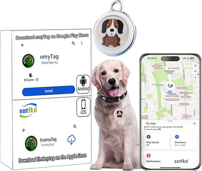 Dog Tracker-Airtag Dog Collar-Android Airtag-GPS Tracker for Dogs-Pet Tracker | Android and iOS Universal | No Charging Required | No Monthly Fee | Works with Any Collar