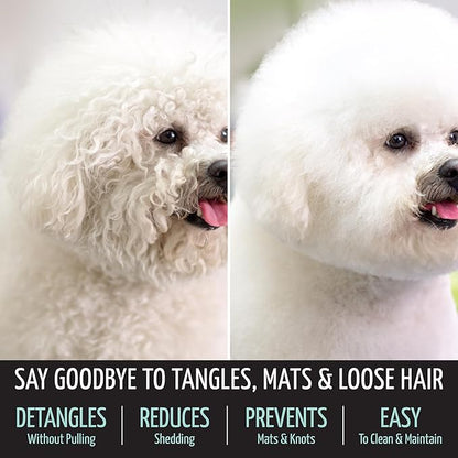 Tauro Pro Line Plastic Long & Short Hair Slicker Dog Brush for Deshedding & Detangling - Mint Slicker Brush for Dog & Cat Grooming - Rectangular, Flexible Cushion & Non-Slip Grip