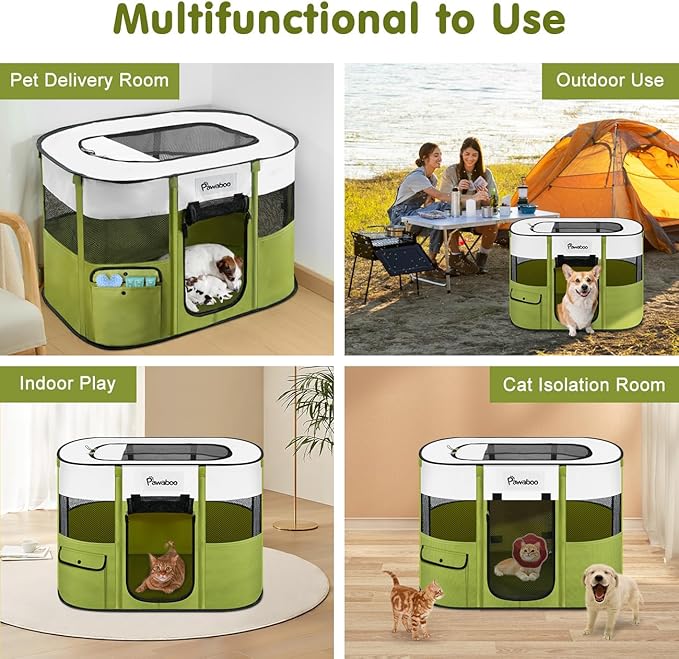 Dog Playpen, Portable Pet Playpen Cat PlayPen, 600D Oxford Dog Kennel Tent Crate, Waterproof&Breathable, Indoor Outdoor Travel Camping Use for Medium/Large Breed with Carrying Case+Folding Bowl(M)