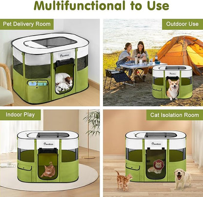 Dog Playpen, Portable Pet Playpen Cat PlayPen, 600D Oxford Dog Kennel Tent Crate, Waterproof&Breathable, Indoor Outdoor Travel Camping Use for Medium/Large Breed with Carrying Case+Folding Bowl(M)