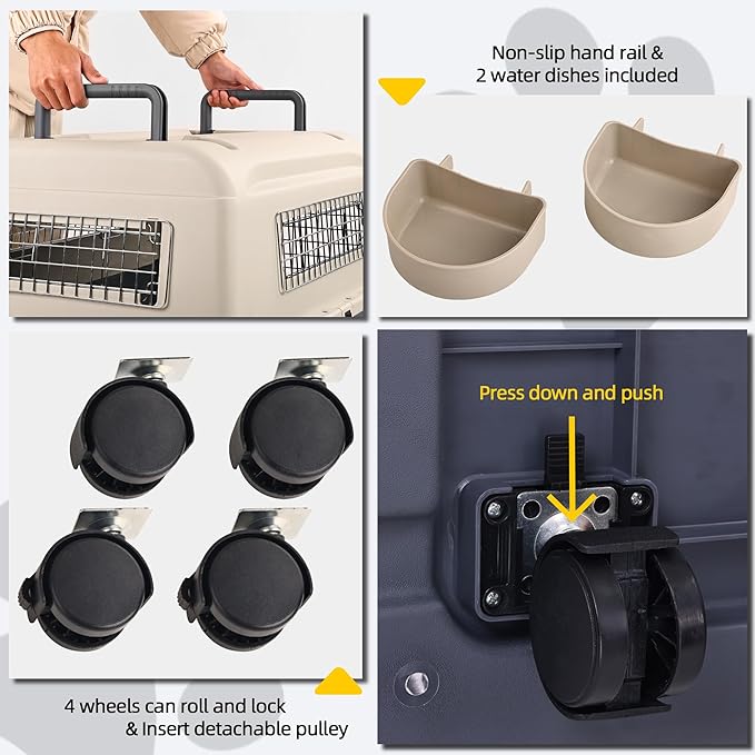 Plastic Kennels, Plastic Dog Crate, Airline Approved Pet Carrier for Dogs and Cats Longer Traveling, M