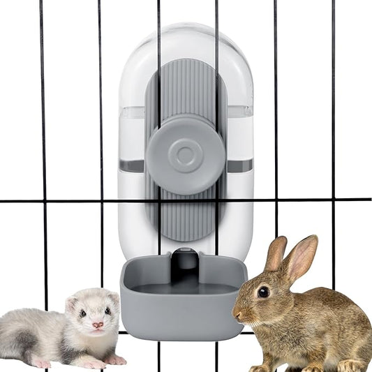 28oz Hanging Automatic Water Dispenserï¼_abbit Water Bottle,Bunny Guinea Pig Ferret Water Bowl for Cage,Suitable for Small Animal Puppies(Cage Grid Spacing Over 1.2'') (Gray)