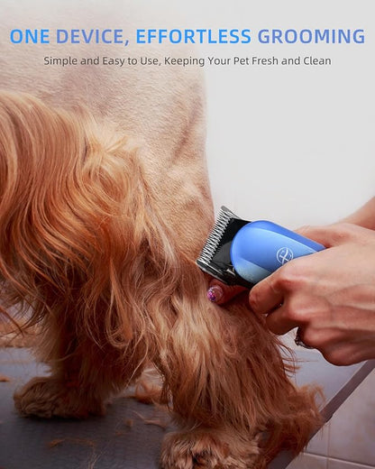 E-Hunter Professional Dog Grooming Clippers Kit, 24V High Power for Thick Coats, Quiet Dog Clippers with 10 Metal Guard Combs & Brush, Ideal Dog Hair Remover for Cats and Pets