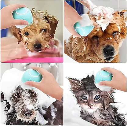 3-Pack Dog Bath Brush with Shampoo Dispenser  Silicone Dog Scrubber for Bathing & Grooming, No-Slip Handle, Deep Cleaning & Shedding Tool, Pet Massage Brush for Small & Large Dogs