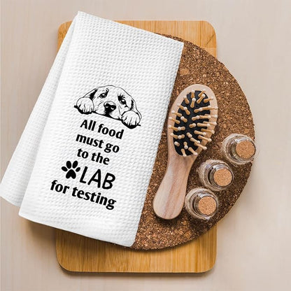 All Food Must Go to The Lab for Testing Kitchen Towels 24x16, Funny Labrador Retriever Gifts, Dish Hand Towel for Farmhouse Kitchen Decor