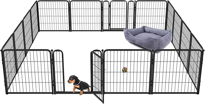 FXW Homeplus Dog Playpen for Indoor Use - Stress-Free and Safe Play, Heavy Duty 24 Inch 16 Panels Dog Pen for Puppies and Small Dogs, Black_atented