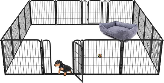 FXW Homeplus Dog Playpen for Indoor Use - Stress-Free and Safe Play, Heavy Duty 24 Inch 16 Panels Dog Pen for Puppies and Small Dogs, Black_atented