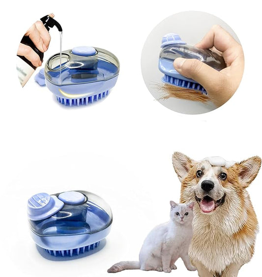 Dog Bath Brush, Can Get into the Pet' Hair to Scrub Dog Scrubber for Bath, Easy to Come Out the Shampoo Dog Shower Brush, Upgrade Silicone Deshedding Dog & Cat Brush, Dog Washing Dispenser Brush