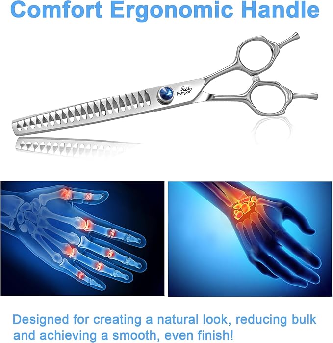 7" 21-Teeth Chunkers Dog Grooming Scissors, Professional Texturizing Blending Thinning Shears Pets Hair Trimming Kit with Premium Steel & Ergonomic Handle for Comfortable Grooming