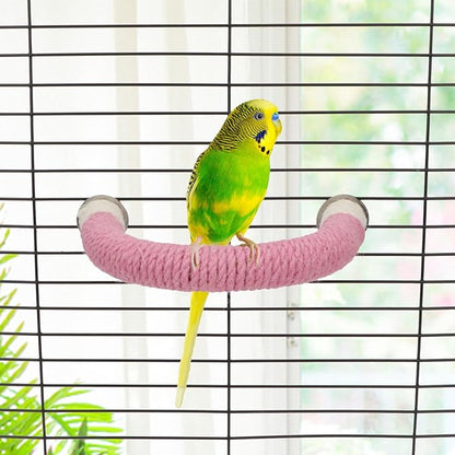 Hypeety Bird Perches Parrot U Shape Natural Wood Hemp Rope Stand Perch Bird Stick Paw Grinding Perch Birdcage Accessories Perch Standing Toy for Budgies Parakeet Cockatiel Conures