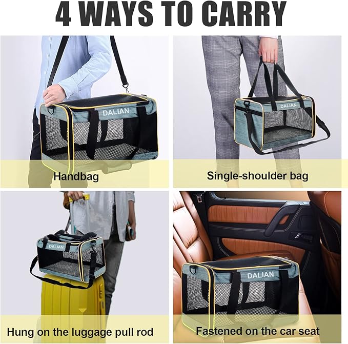 Cat Carrier Airline Approved Pet Carrier,Dog Carrier Soft-Sided Pet Travel Carrier Maximum Pet Weight 17 Pounds 17.5“x10 x10