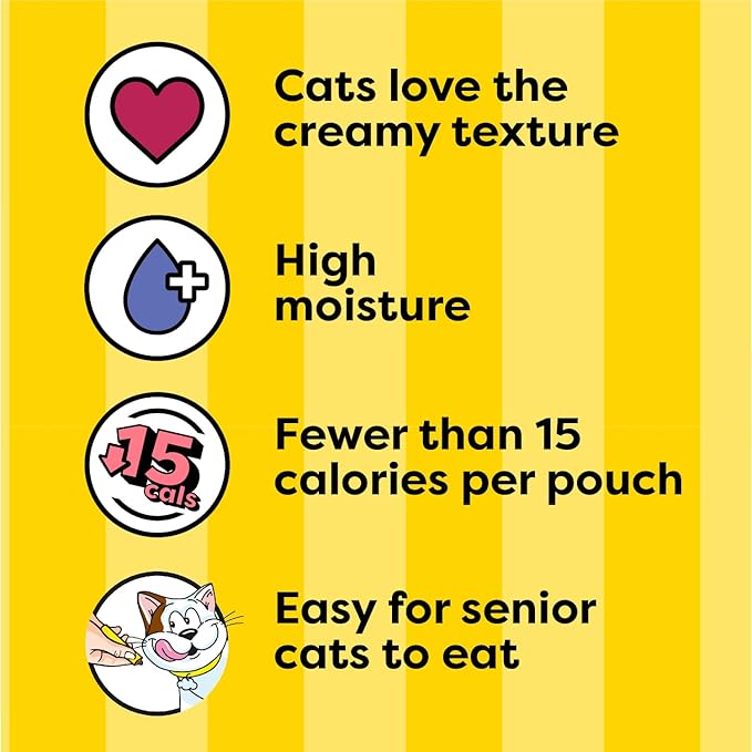 Temptations Creamy Puree Mix-Ups Squeezable Lickable Wet Cat Treats, Seafood Medley Flavor, 0.42 oz. Tubes, 16 Count