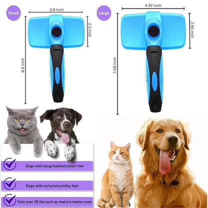 AINA Self-Cleaning Pet Grooming Brush | Pet Slicker Brush for Dogs & Cats Detangling & Fur Removal with Click Clean Button | Effective & Comfortable Pet Deshedding Brush, Perfect for Pet Grooming