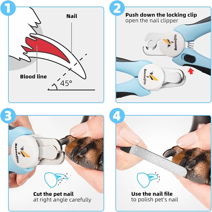 Small Dog Nail clippers with Sharp Stainless Steel Blade for Smooth Cutting, Ergonomic TPE Handle Special Baffle to Avoid Flying Nail Fragments, Hidden Nail File (Small)