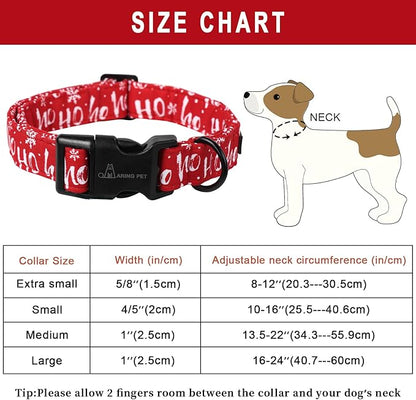 ARING PET Christmas Dog Collar Cute Red Snowflakes Dog Collar, Adjustable Cotton Christmas Dog Collars Puppy Collar for Small Medium Large Dogs