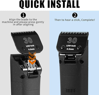 3 Packs 30# Detachable Dog Grooming Steel Blades,Compatible with Andis,Oster A5,Wahl KM-10 Series,Cut Length 1/50" 0.5MM ï¼_lackï¼