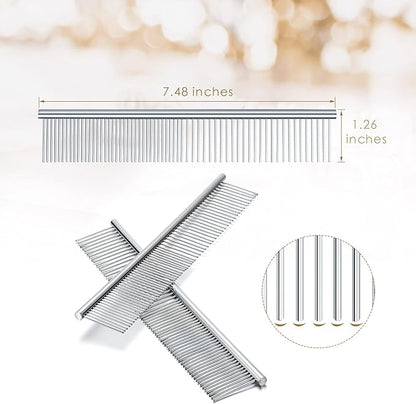 2 Pieces Macrame Comb and Tassel Brush Kit - Stainless Steel Combs for Pet Grooming, Macrame Fringe Cord and Supplies (Silver)