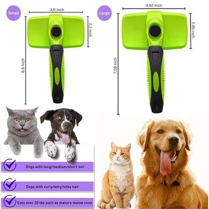 AINA Self-Cleaning Pet Grooming Brush | Pet Slicker Brush for Dogs & Cats Detangling & Fur Removal with Click Clean Button | Effective & Comfortable Pet Deshedding Brush, Perfect for Pet Grooming