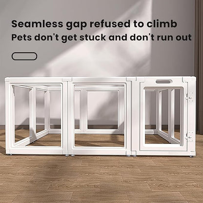 Dog Playpen,Dog Pen,Clear Dog Playpen, Acrylic Dog Pen，Easy to Install and Remove Dog Playpen and Kennel Playpen, Suitable for Dogs, Cats,Dog Playpen Indoor (White, 23.6" H, 12 Pieces)