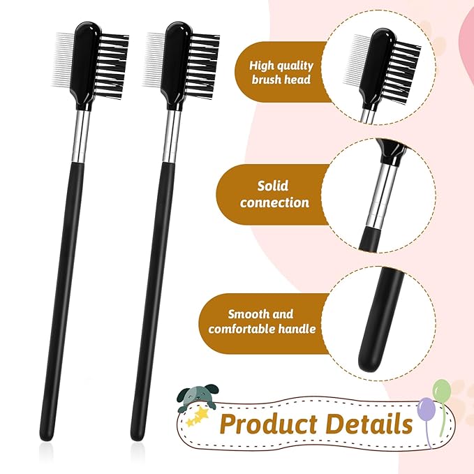 2 PCS Metal Grooming Comb for Dogs, Double-Sided Dog Grooming Comb Soft Bristles Eye Cleaning Brush Facial Brush Tear Stain Removal Tool for Dogs Puppies Cats Removing Booger Flea Gunk Crust Mucus