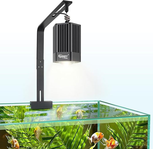 hygger 100W Aquarium Light Full Spectrum RGB COB LED Clip On Fish Tank Grow Light with Mounting Bracket Compatible with Timer Smart Plug for Low-to-High Light Demanding Aquatic Plants