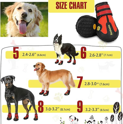 DcOaGt Dog Shoes for Large Dogs 4PCS Anti-Slip Dog Boots & Paw Protectors for Hot Pavement Winter Snow Hiking Walking, Waterproof Breathable and Reflective Dog Booties for Large Size Dogs