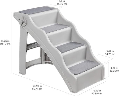 Amazon Basics Foldable Non-Slip Steps for Dogs and Cats, Grey, 23.90" x 16.10" x 19.76"