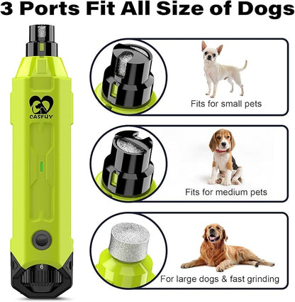 Casfuy 6-Speed Dog Nail Grinder - Newest Enhanced Pet Nail Grinder Super Quiet Rechargeable Electric Dog Nail Trimmer Painless Paws Grooming & Smoothing Tool for Large Medium Small Dogs (Green)