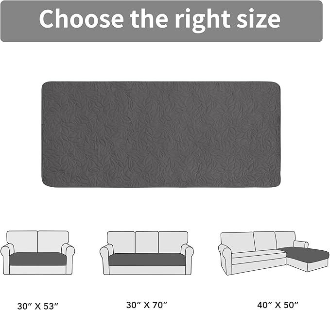 Easy-Going Waterproof Dog Bed Cover Reversible Leak Proof Pet Blanket Replacement Mat for Furniture Washable Couch Cover Sofa Cover for Dogs Cat(30x53 Inch, Gray/Light Gray)