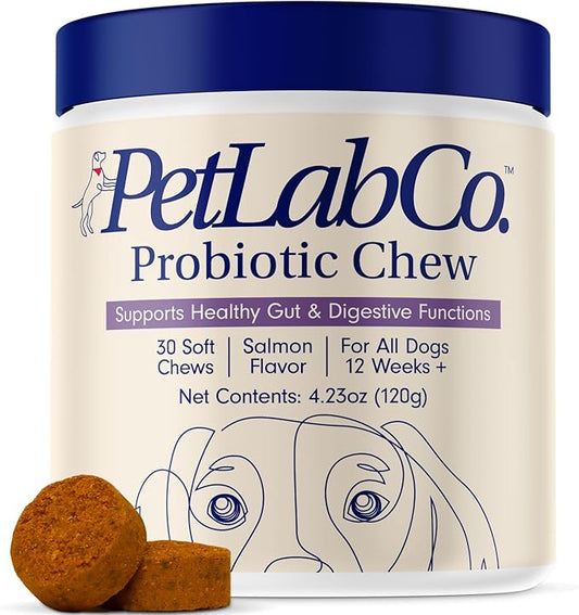 PetLab Co. Probiotics for Dogs, Support Gut Health, Occasional Diarrhea, Digestive Health & Seasonal Allergies - Salmon Flavor - Packaging May Vary - 30 Soft Chews