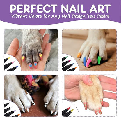 15 Colors Dog Safe Nail Polish Pen Quick Dry, Pet Nail Colors for Cats/Dogs/Birds/Rabbits, Easy to Apply