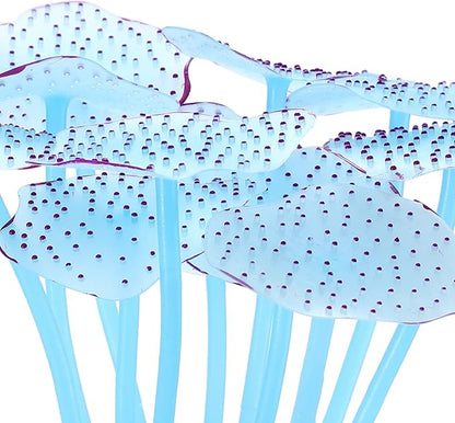 VOCOSTE Soft Silicone Glowing Aquarium Mushroom Coral, Fluorescence Aquatic Artificial Coral for Fish Tank Decoration, Blue