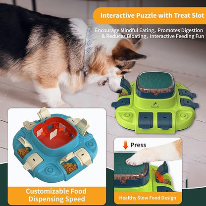 Dog Scratch Board, 3-in-1 Puzzle Toy & Dog Nail File, Enrichment Toys with Treat Dispenser, Scratch Pad for Nails with 8 Sandpapers & Anti-Slip Mat for All Floors, Blue